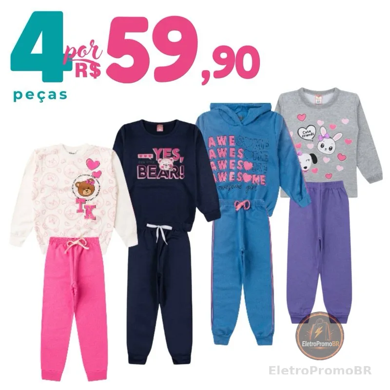 Roupa Infantil Menina Inverno Kit 4 peças
