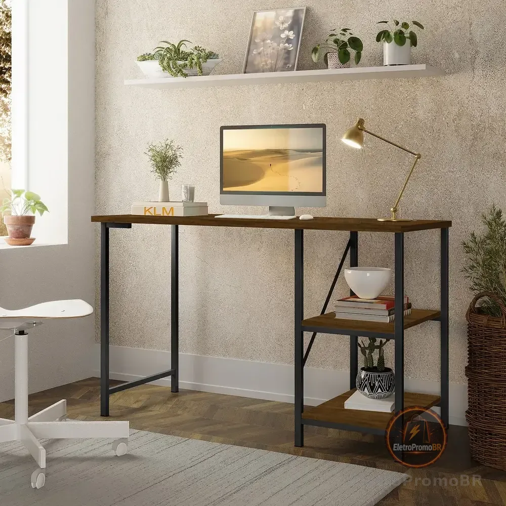 Escrivaninha Mesa Office Estilo Industrial 1.10 M Klm Store Amadeirado
