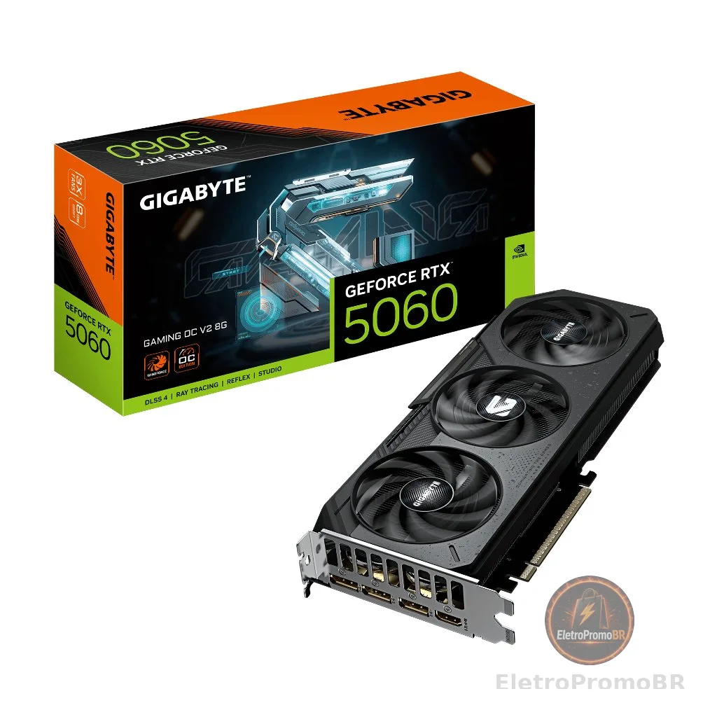 Placa de Vídeo Gigabyte GeForce RTX 5060 Gaming OC V2 8GB GDDR7 PCIe 5.0 Ray Tracing