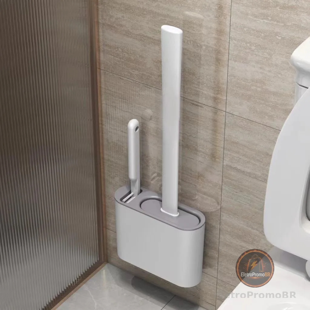 Escova de Silicone 2 em 1 para Vaso Sanitário - Base de Banheiro Privada, Alta Eficiênci