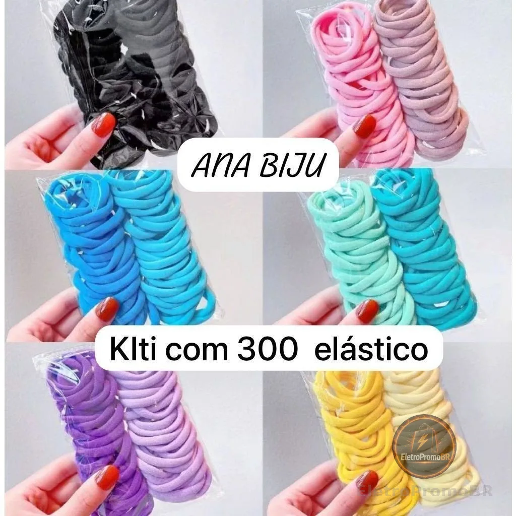 Kit 300 Xuxinha Elástico de Cabelo Xuxinha Criança Adulto Rabicó 300 Unidades-Grande-INLIS ANA