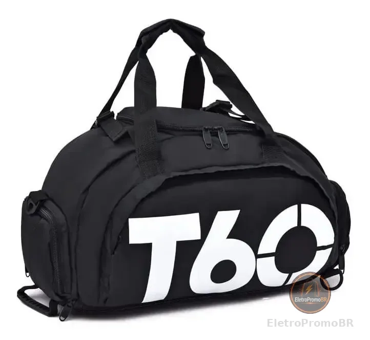 Mochila Esportiva T60 Com Bolso para Tênis de Praia e Academia