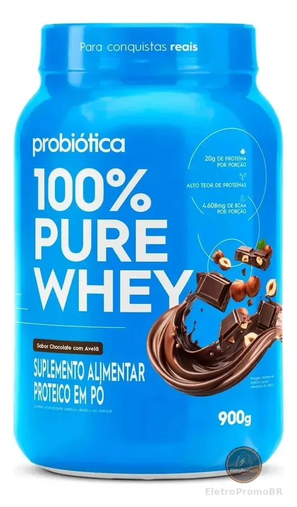 100% Pure Whey 900g Pote Sabores Novos - Probiótica Chocolate Com Avelã