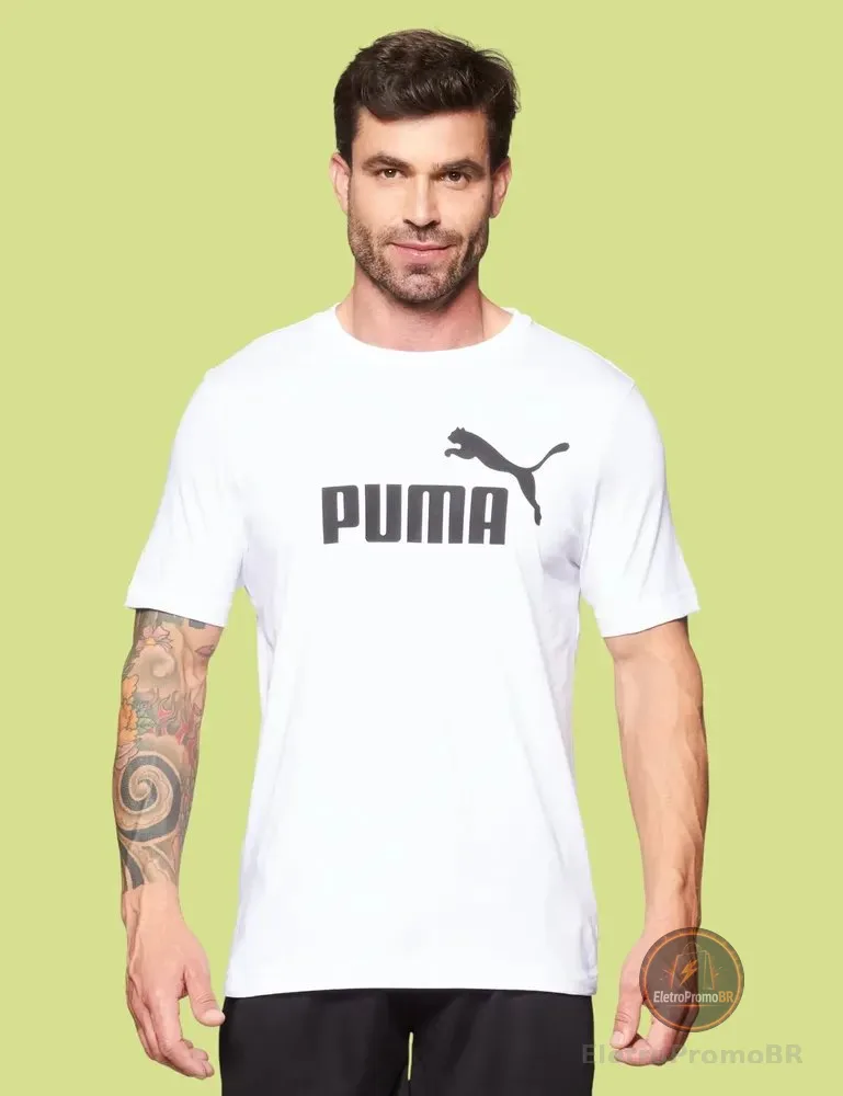 Camiseta Masculina Ess Logo Tee  Puma Puma White Liso M
