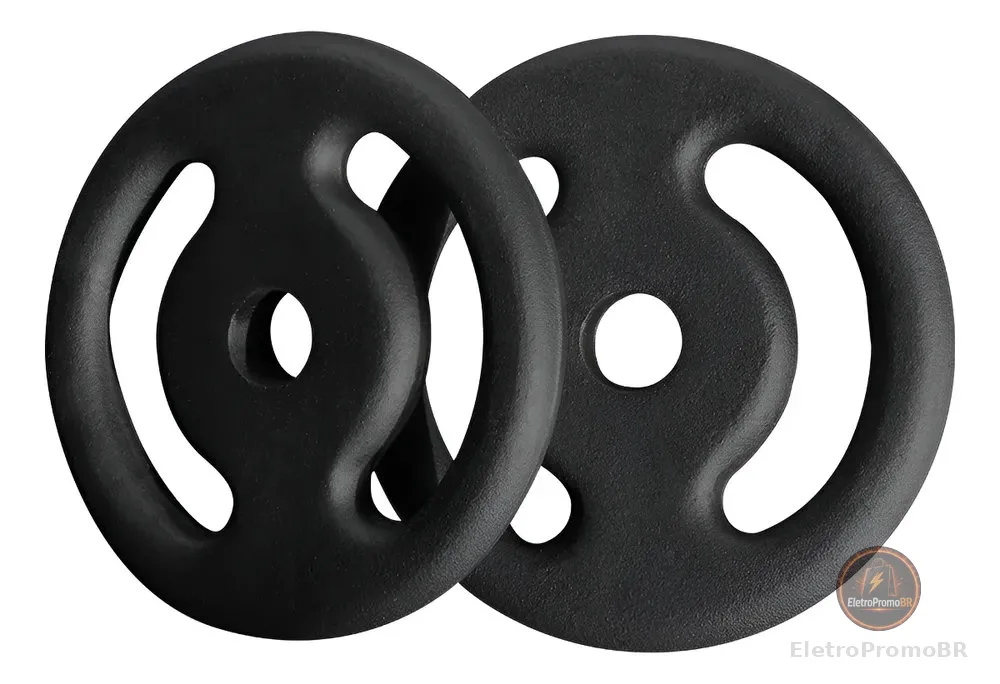 Kit 2 Anilhas de 2Kg Pintada Peso Musculação Academia Preto