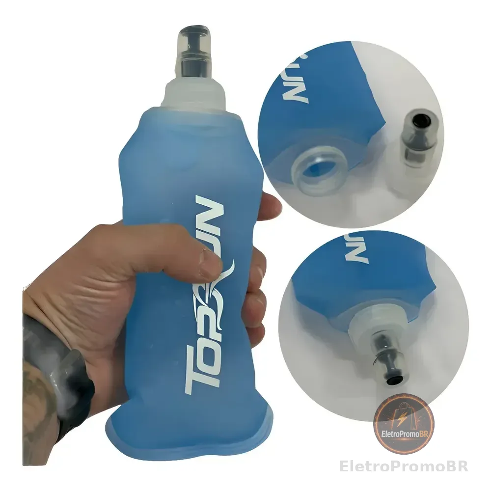 Garrafa Hiratação Silicone Soft Flash 350ml Dobrável Cor Azul-celeste