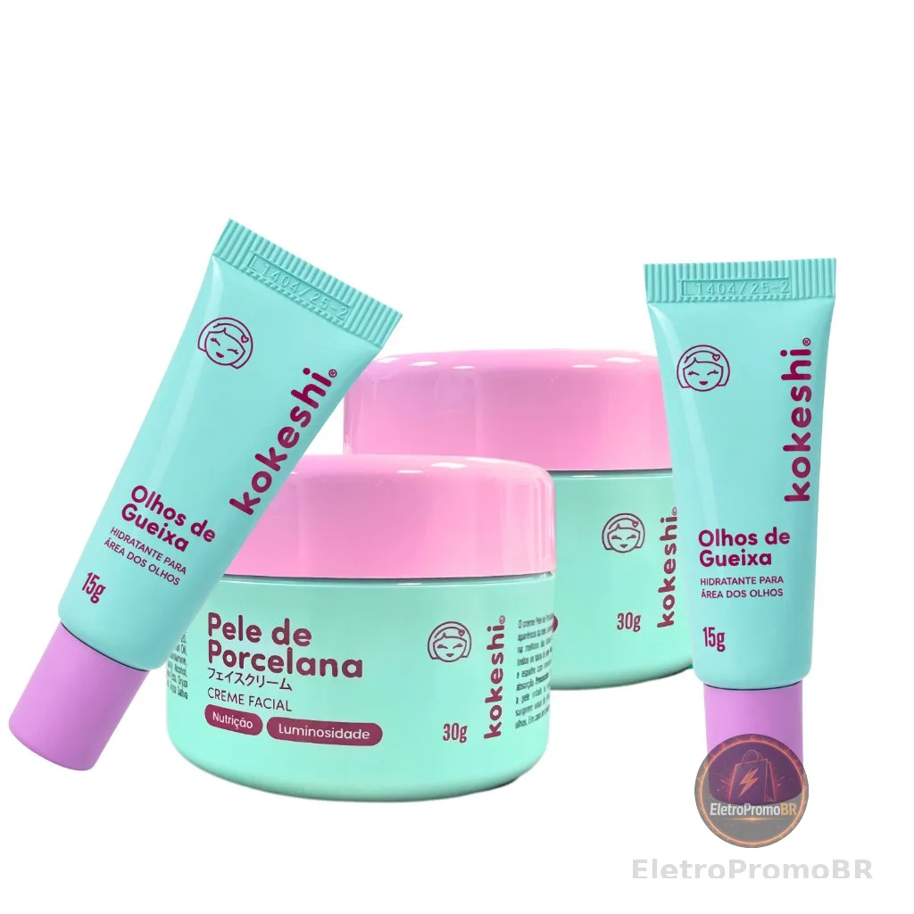 Super Kit Renovadores Faciais Kokeshi Hidratação Renovação 2 Cremes e Olhos de Gueixa