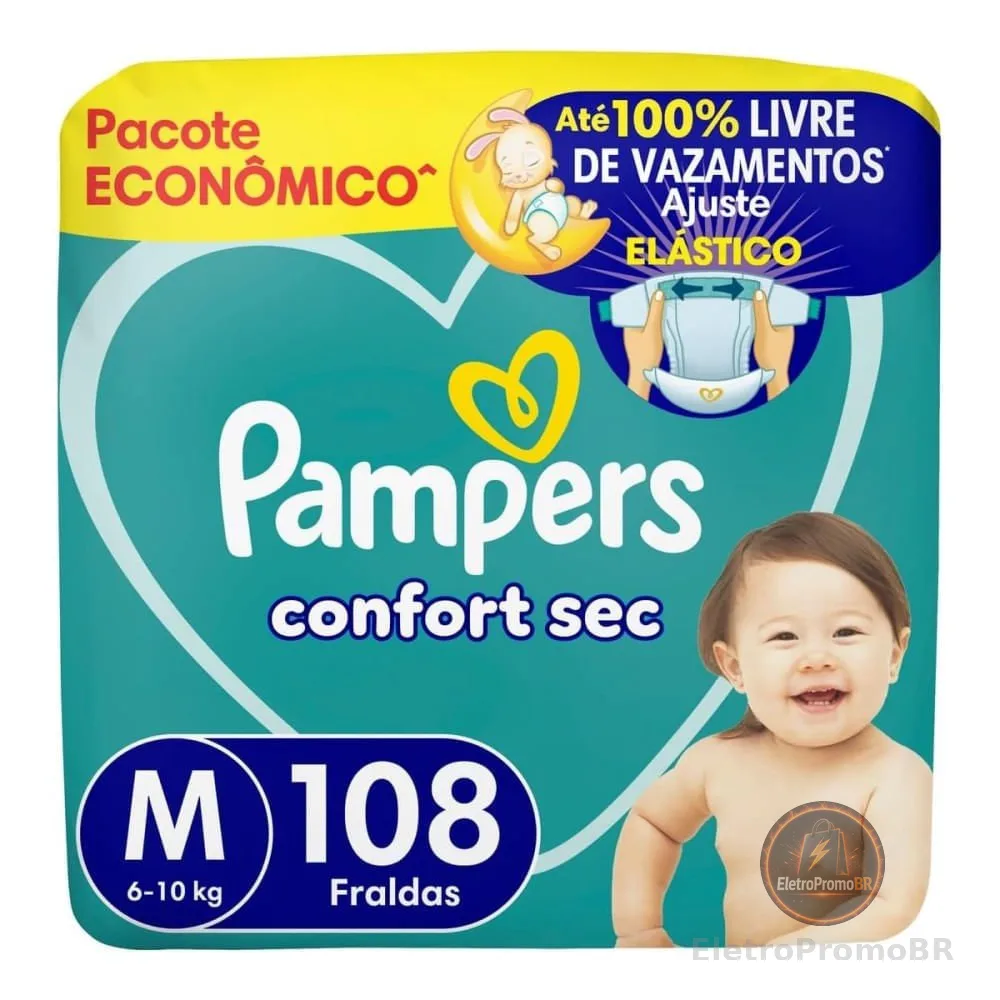 Fralda Descartável Pampers Confort Sec M 108 Unidades