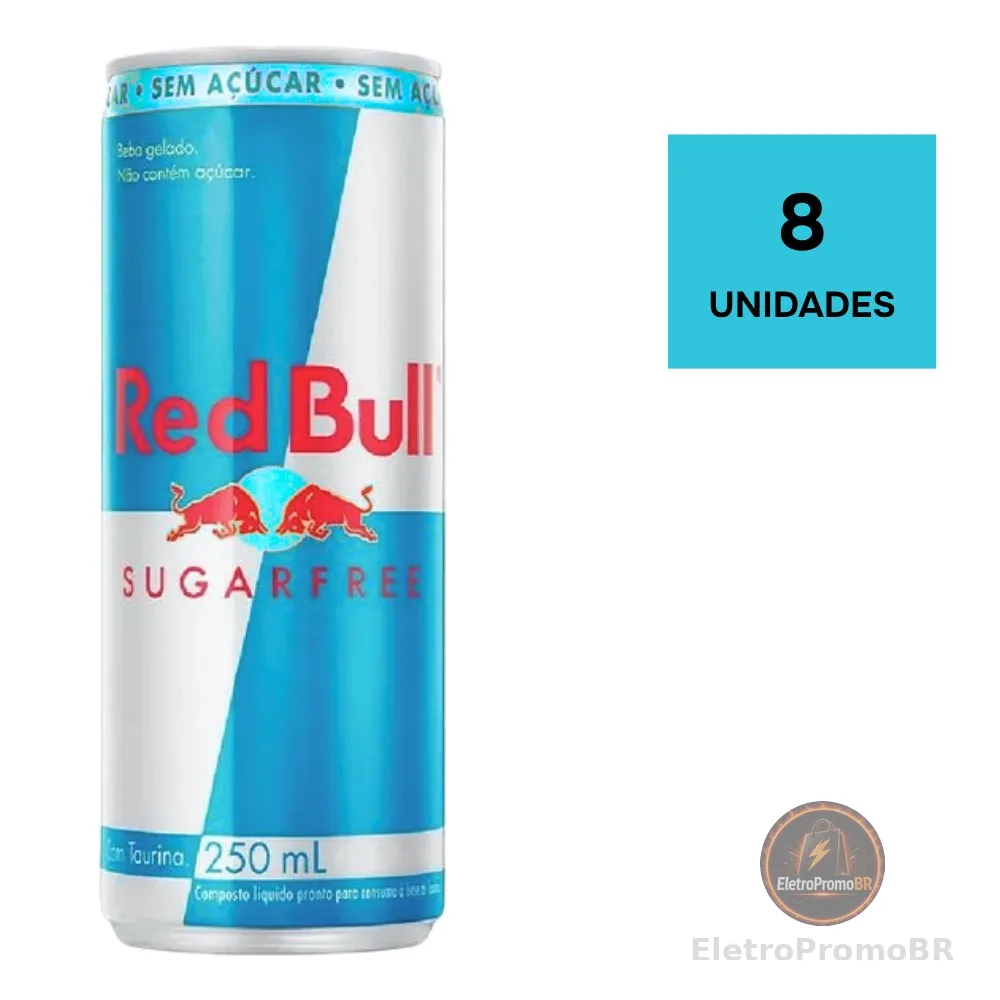 Kit com 8 Energético Red Bull Sugar Free 250ml