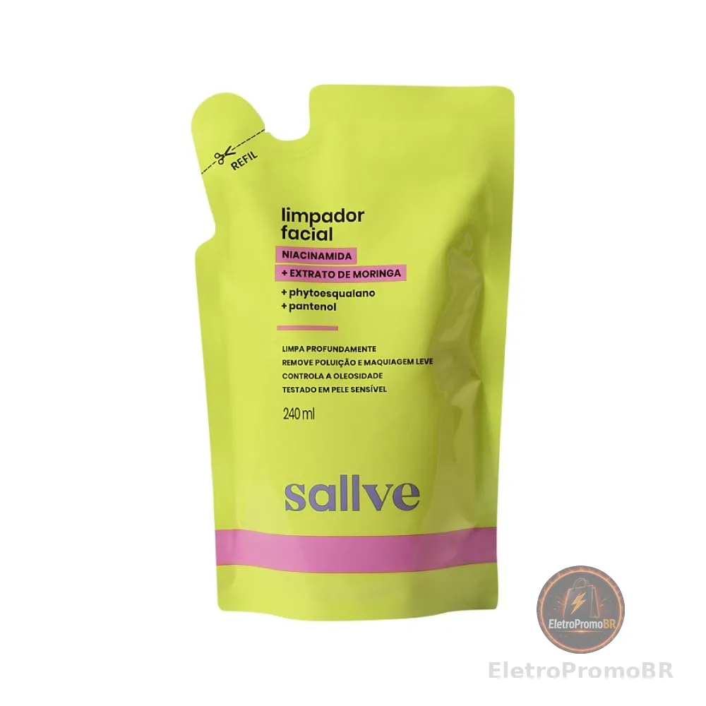 Sallve Refil Limpador Facial 240ml - Niacinamida, Extrato de Moringa