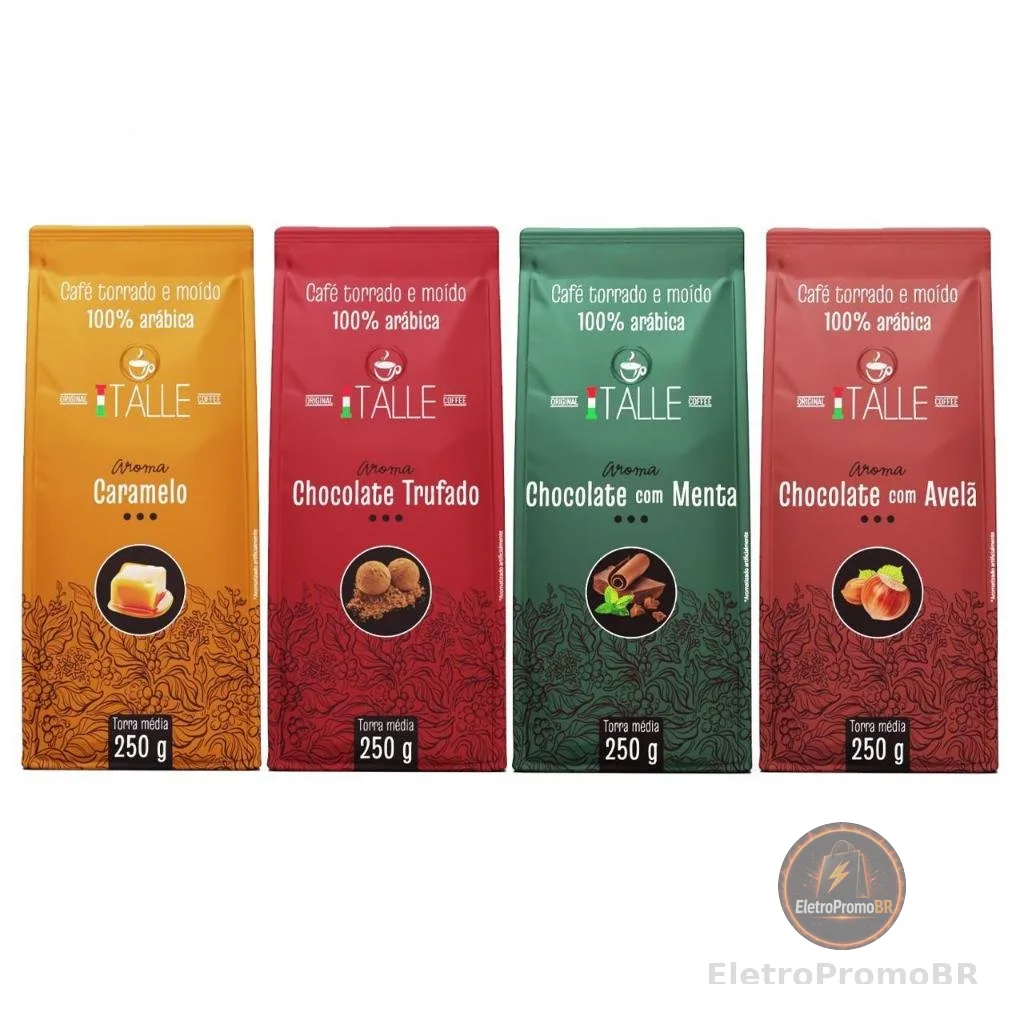 Kit 4 Cafés Torrado E Moído Aromatizados - Todos os Aromas