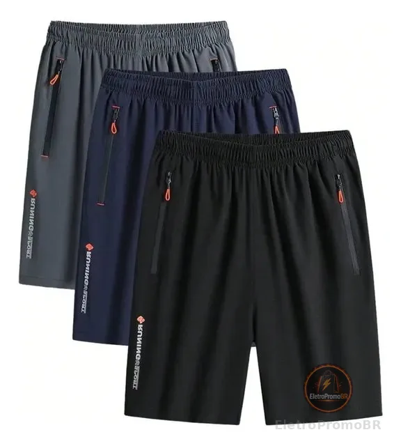 Kit  3 Bermudas Dry Fit De Seda Gelada | Esportivas Premium