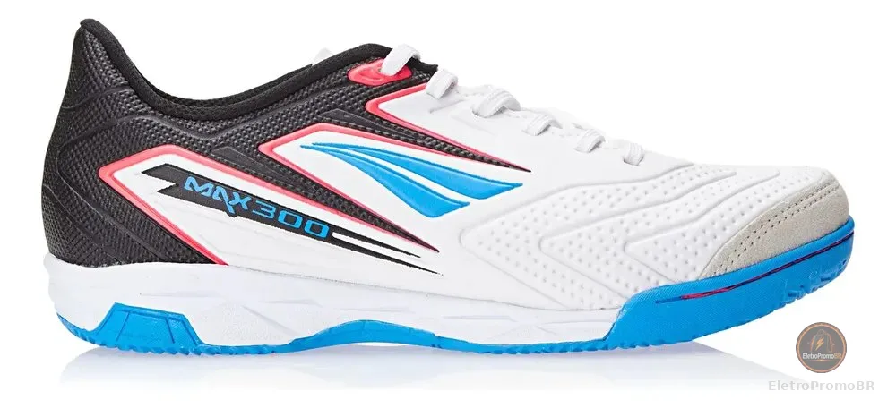 Chuteira Futsal Masculina Max 300 Y-1 Penalty Branco-azul-rosa 42 Br