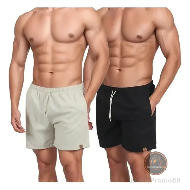 Kit 2 Short De Linho Masculino Básico Mauricinho Premium