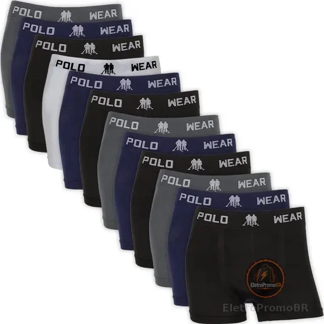 Kit 12 Cuecas Boxer Polo Wear Microfibra Sem Costura Atacado