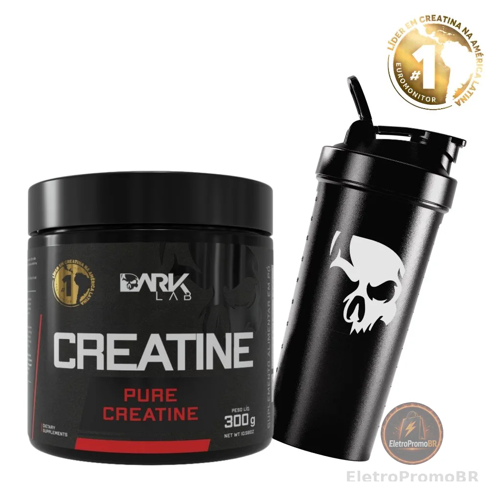 Kit Creatina 100% Pura Monohidratada 300g / 150g + Coqueteleira Fuse 700ml - Dark Lab