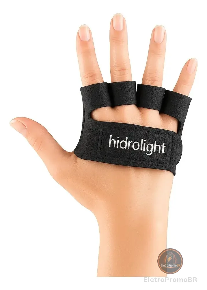 Luva de Neoprene Mini Palma Hidrolight para Musculação e Academia Preta Tamanho P