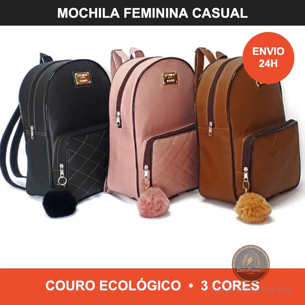 Bolsa Mochila feminina de Couro Sintetico. MODA PREMIUM Bolsas femininas de moda SEM POMPOM CAPADOCCI