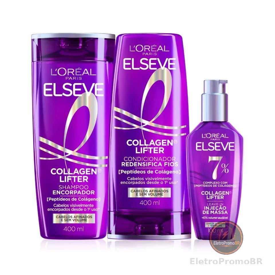 L'Oréal Paris Elseve Collagen Lifter Kit Shampoo, Condicionador e Sérum