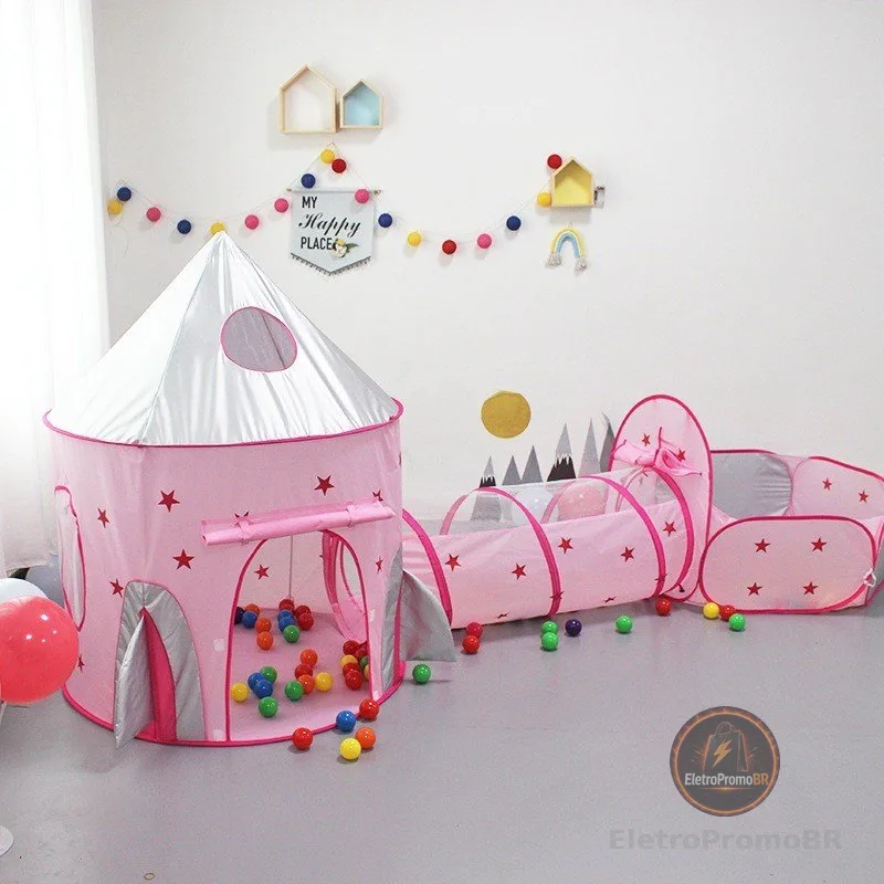 Barraca 3 em 1 Infantil Dobrável Piquenique das Princesas 3x1 Toca Tunel Com Variados Modelos