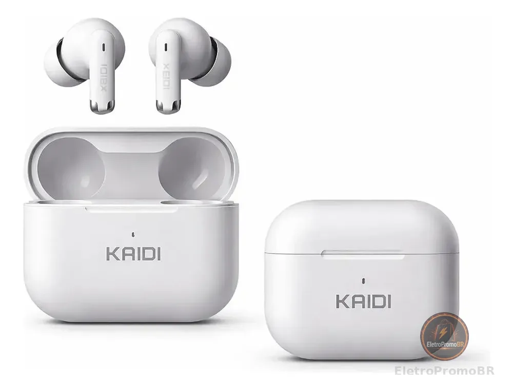 Fone Bluetooth 5.4 Sem Fio Tws Kaidi Kd780 Graves Potentes Branco