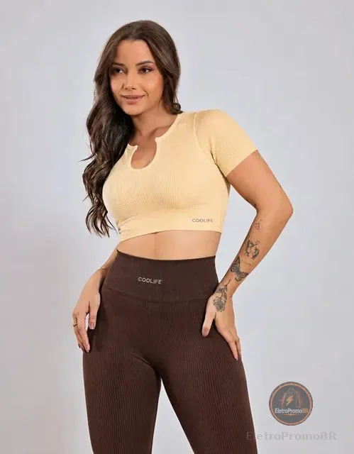 Conjunto Fitness Camiseta E Legging Zero Transparência