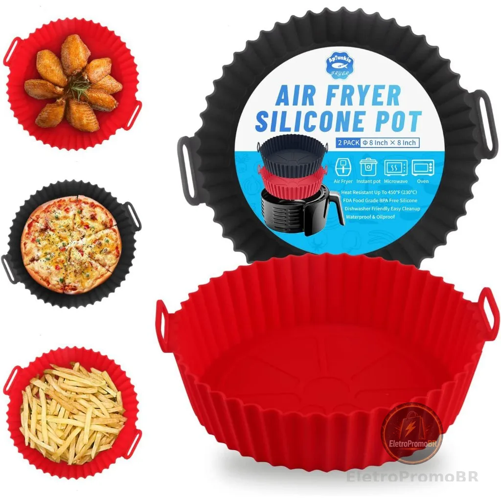 1/2/3 Forma De Silicone Para Air Fryer Forno Microondas Fritadeira Assadeira – Reutilizável Antiaderente Flexível