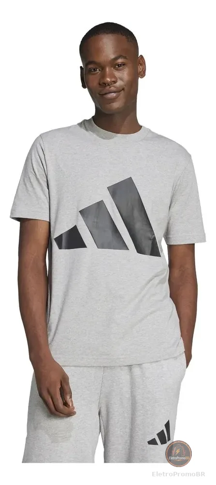 Camiseta Masculina Essentials Big Logo adidas Mgreyh/black Liso G