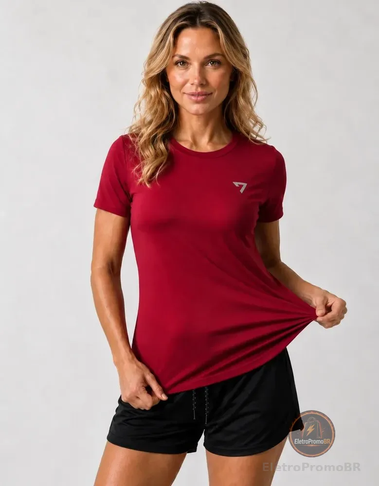 Camiseta Térmica Feminina Uv50+ Seven Line Curta Original Vermelho Liso P