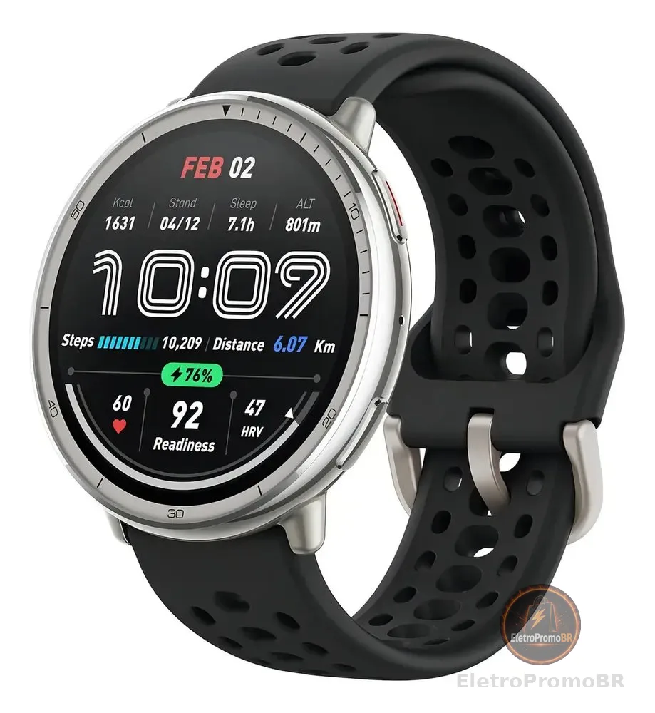 Smartwatch Amazfit Active 2 Round 44 mm Preto com GPS e Alexa