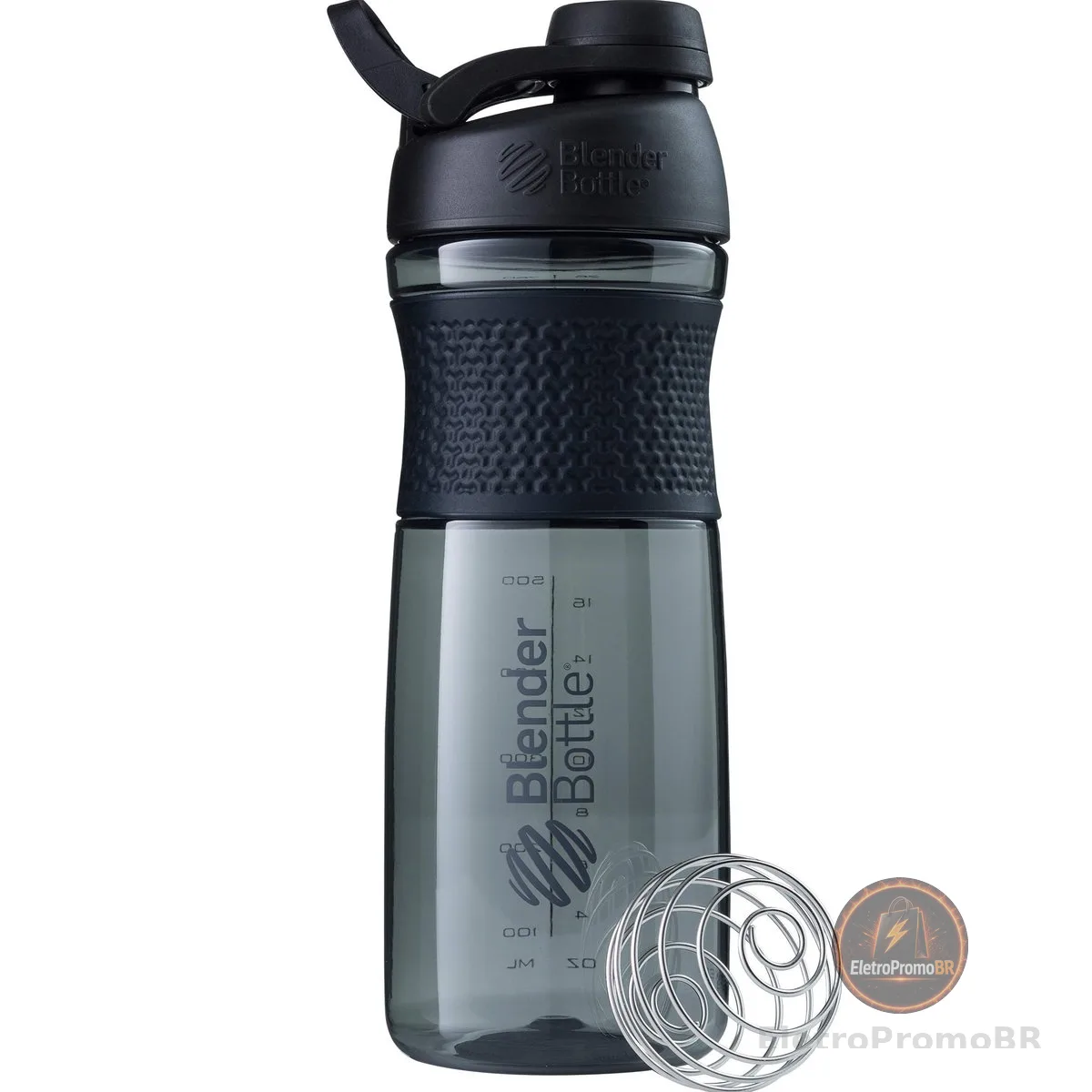 Garrafa misturadora SportMixer da BlenderBottle perfeita para shakes de proteína e pré-treino, 793 g, preta