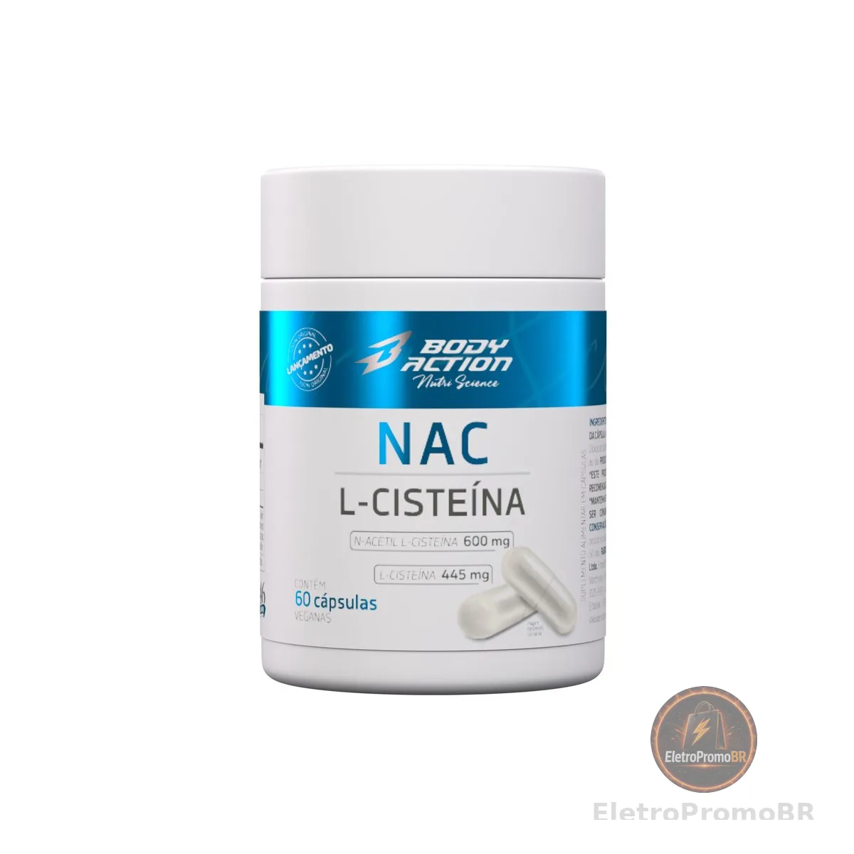 Nac 600mg Acetilcisteína 445mg L-Cisteína 60 Caps Bodyaction