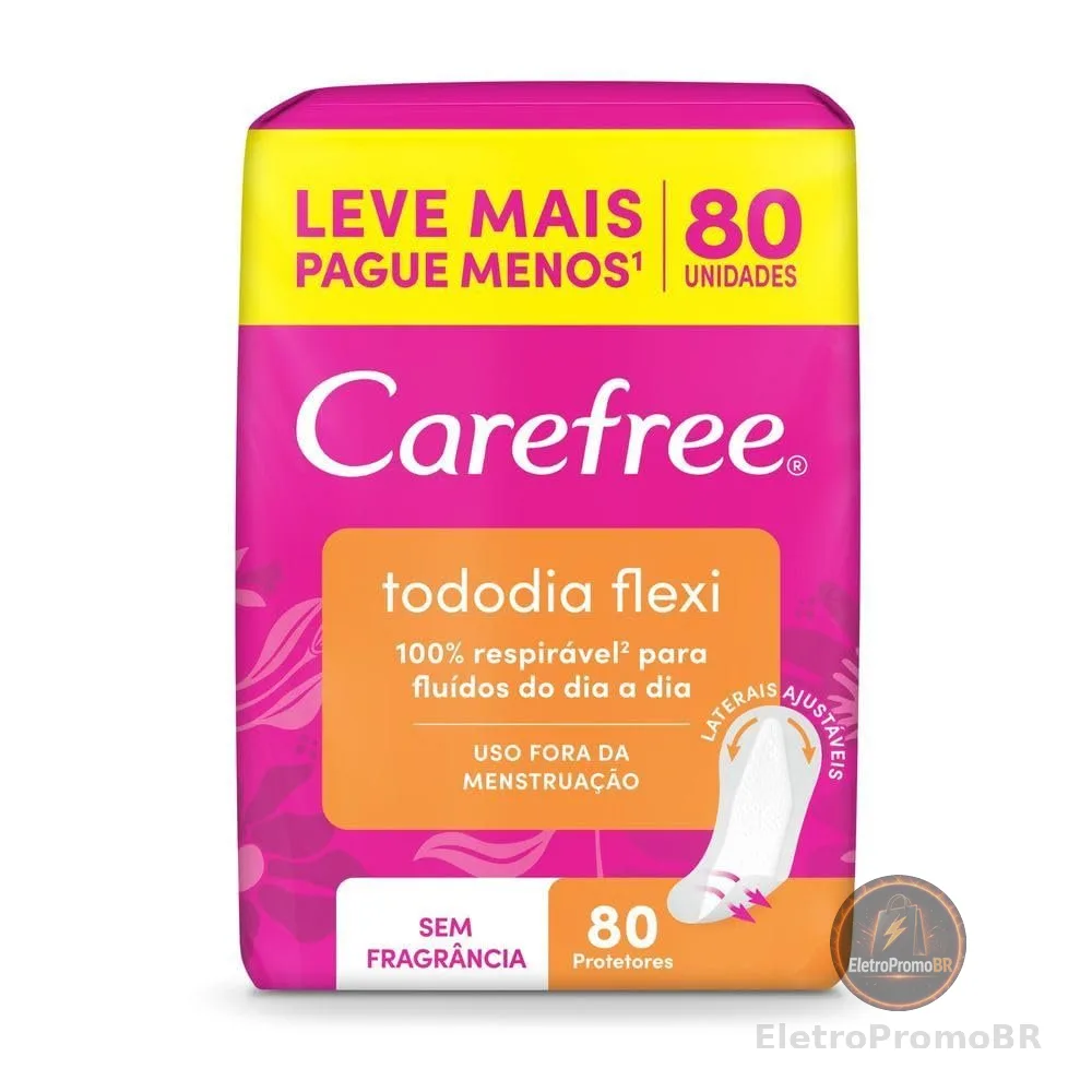 Carefree Protetor Diário Todo Dia Flexi Sem Fragrância, 80un
