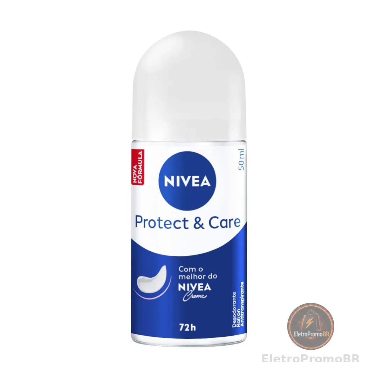 NIVEA Desodorante Antitranspirante Roll-on Protect & Care 50ml, Proteção 72h, Cuidado Suave, Axilas Protegidas