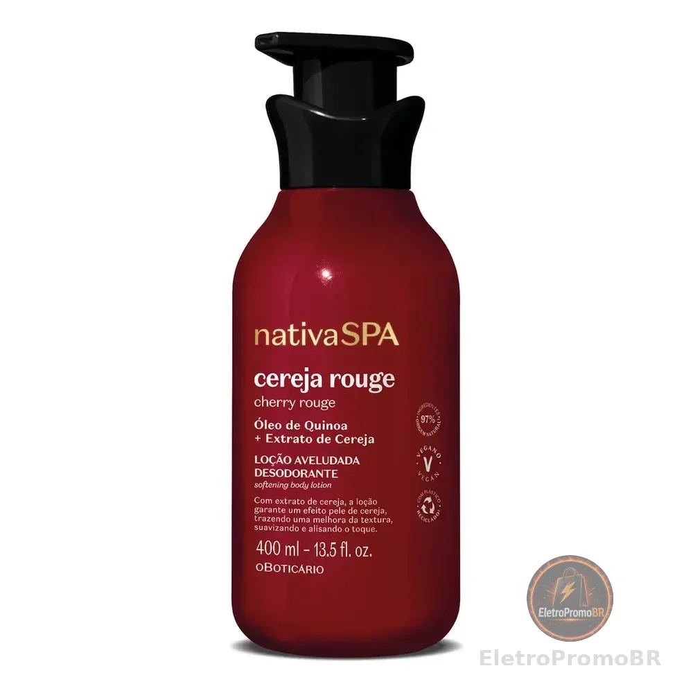 O Boticário Nativa Spa Loção Aveludada Cereja Rouge 400ml