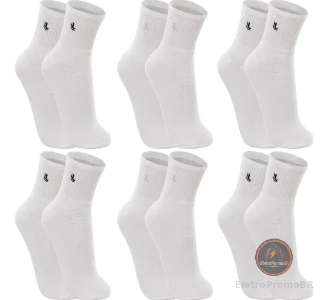 Kit 6 Pares Meias Lupo Cano Médio Esportivas Academia