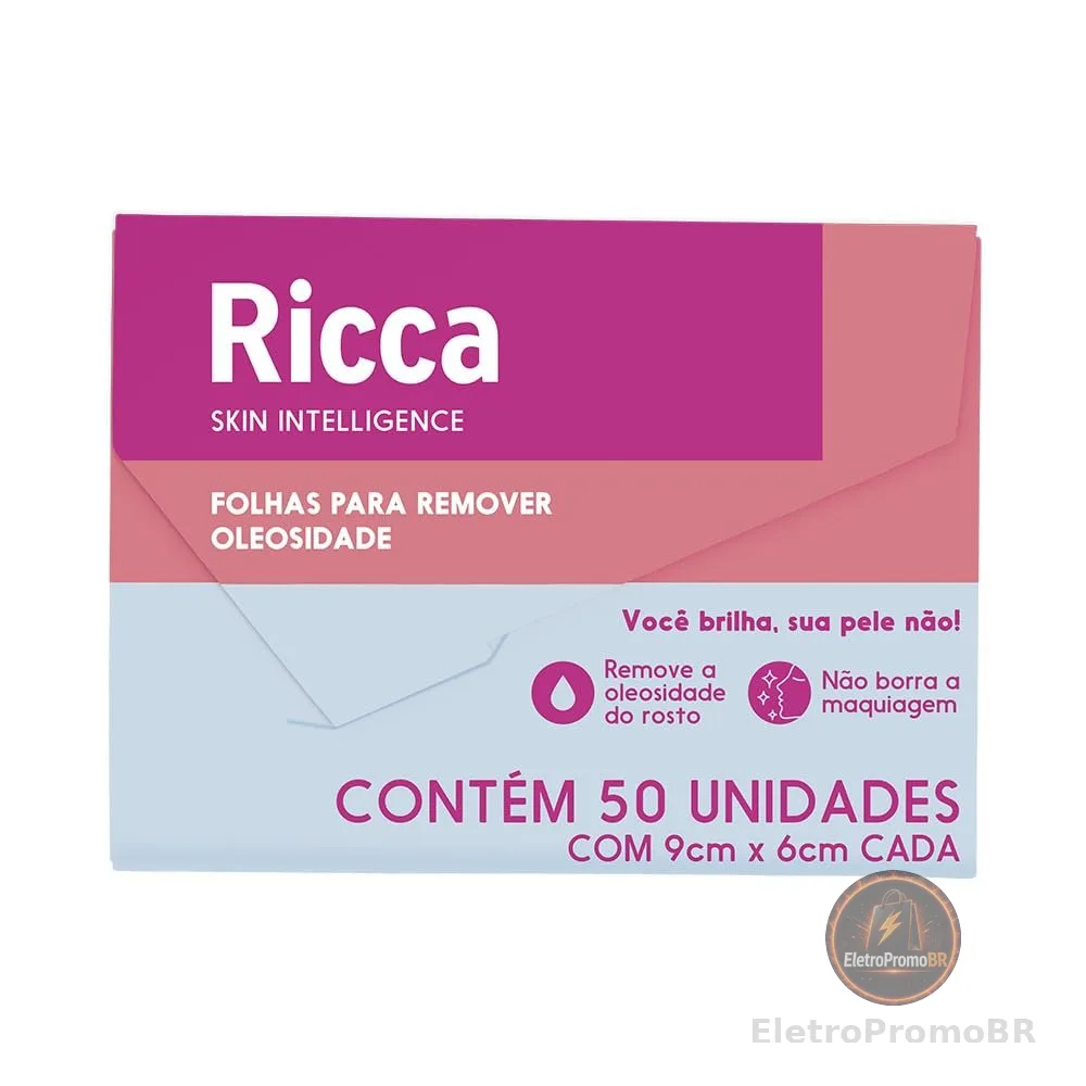 Ricca, Lenços Absorventes de Oleosidade para o Rosto, 50 unidades