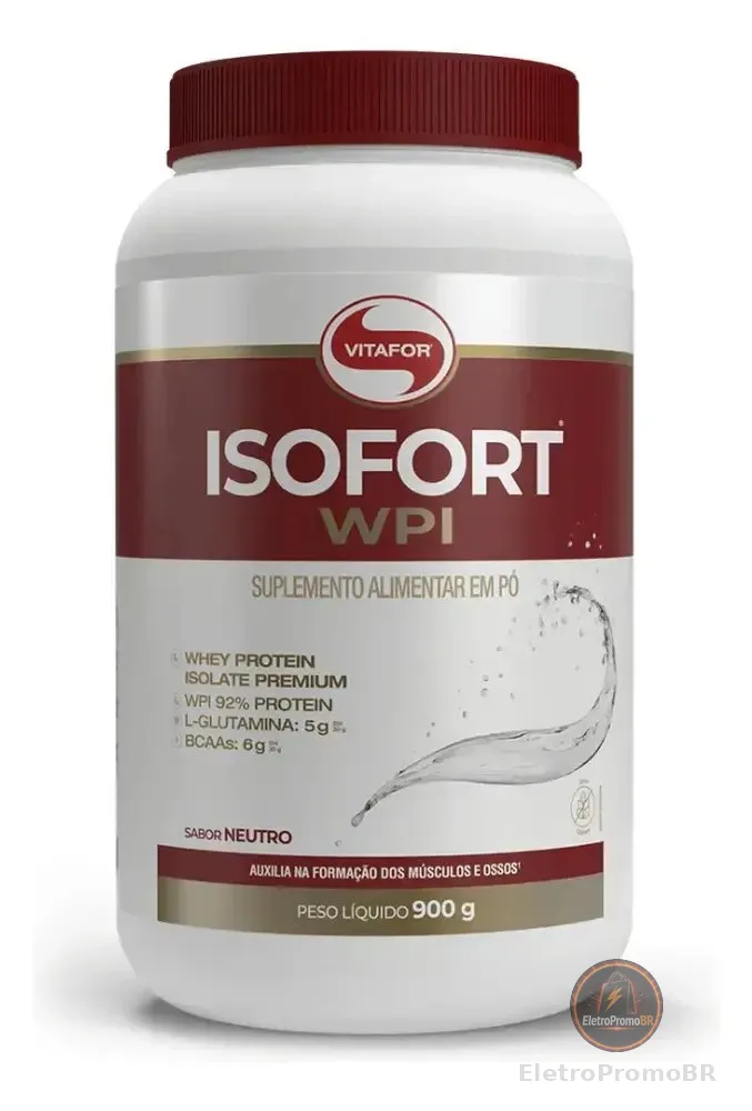 Whey Protein Isolado Isofort Neutro Pote 900g Vitafor
