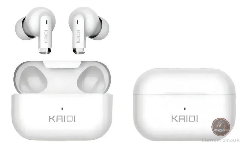 Fone Bluetooth 5.4 Sem Fio Tws Kaidi Kd780 Graves Potentes Branco