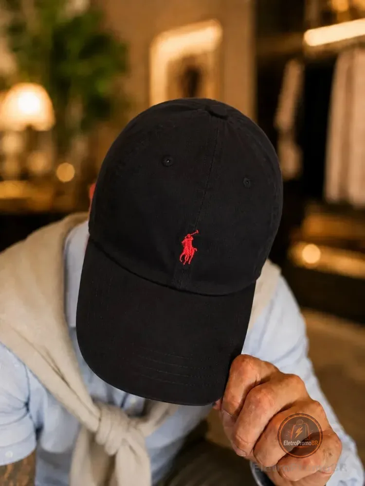 Boné Polo Sarja Aba Curva Masculino Fecho Strapback Preto Un
