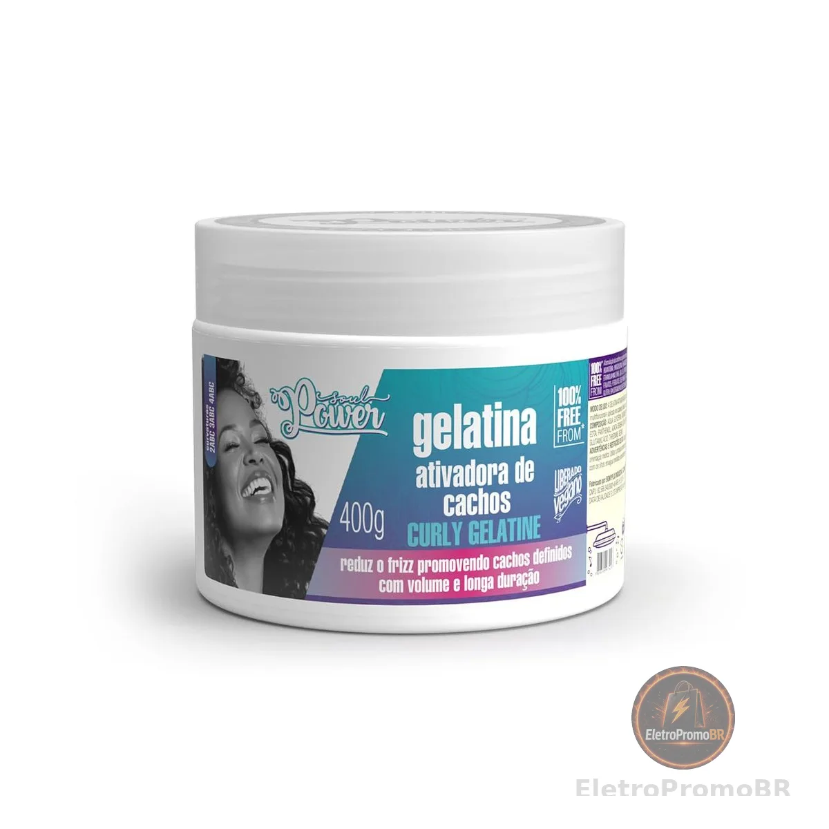 Gelatina Ativadora de Cachos Curly Gelatine Soul Power - Mantém a Finalização por Mais Tempo - 400g