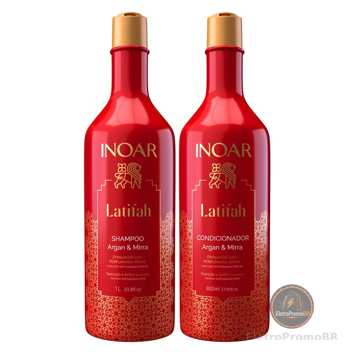 Inoar, Kit Latifah Shampoo 1L e Condicionador 800ml Argan e Mirra