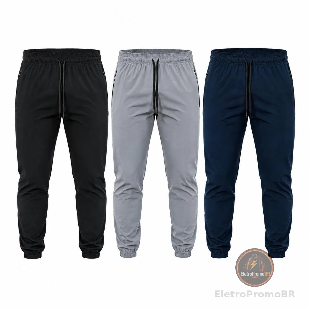 Kit 3 Calça Tactel Jogger Com Elastano Active Wear Void Verão Slim