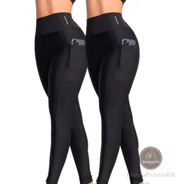 Kit 2 Calça Legging Com Bolso Fitness Feminino Atletyca