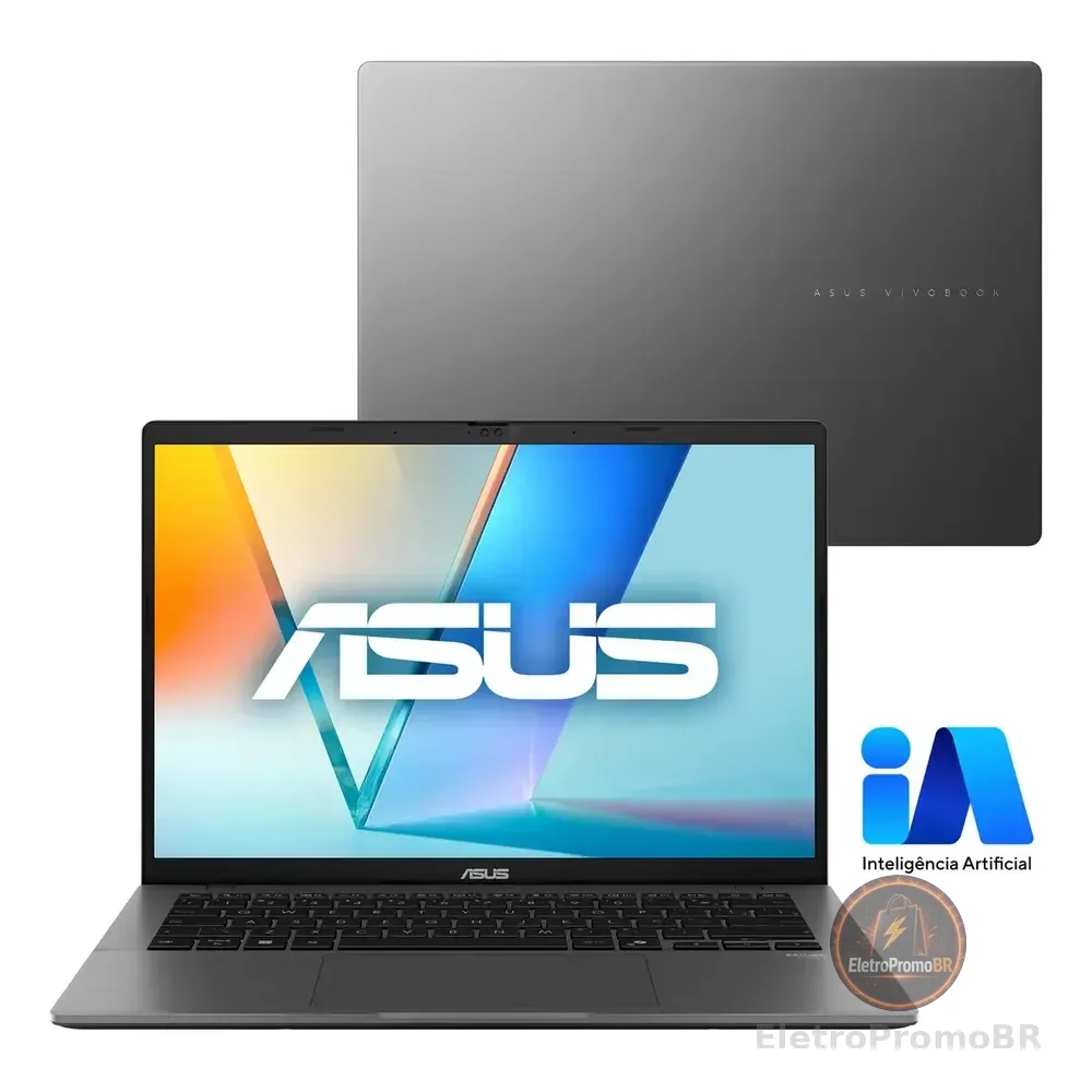 Notebook Asus Vivobook S14 Ai Pc, Intel Core Ultra 5, 32gb Ram, 1tb Ssd, Windows 11 Home, Tela 14  Ips, Matte Gray - S3407ca-ly115w