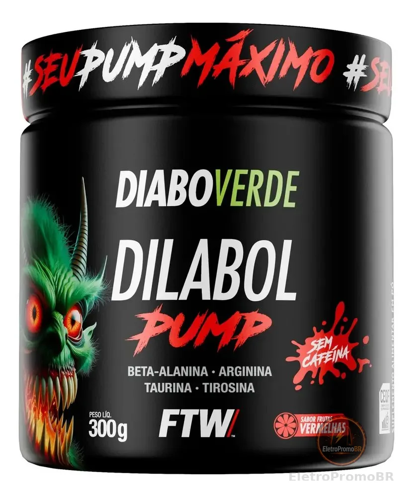 Pré Treino Pre Workout Dilabol Pump Pote 300g Sabor Frutas Vermelhas Diabo Verde - FTW