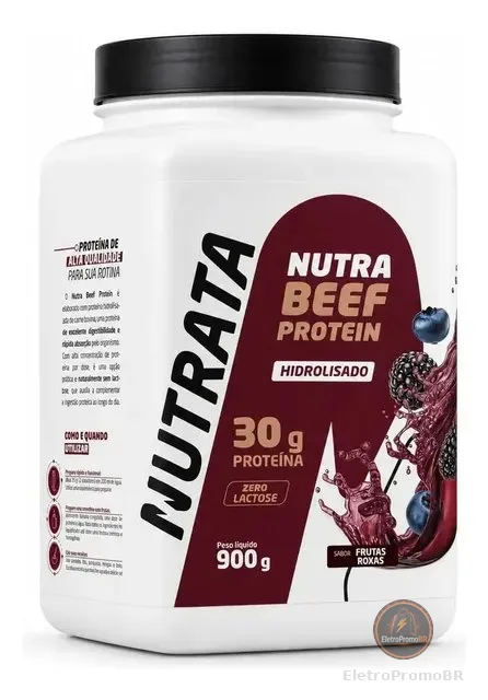 Proteína Nutrata Beef Protein 900g Pó Frutas Roxas