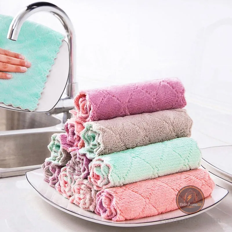 10 Pcs Pano Absorvente Anti Óleo Para Cozinha / Toalha De Limpeza / Toalha De Mesa