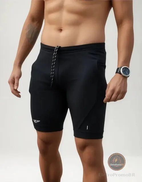Bermuda De Compressão   Masculina Com Bolso Corrida