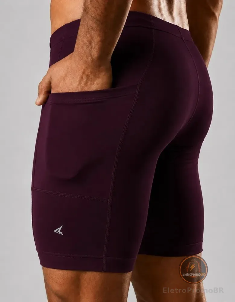 Bermuda Corrida Com Bolso Masculina Short Compressão Roxo Liso M